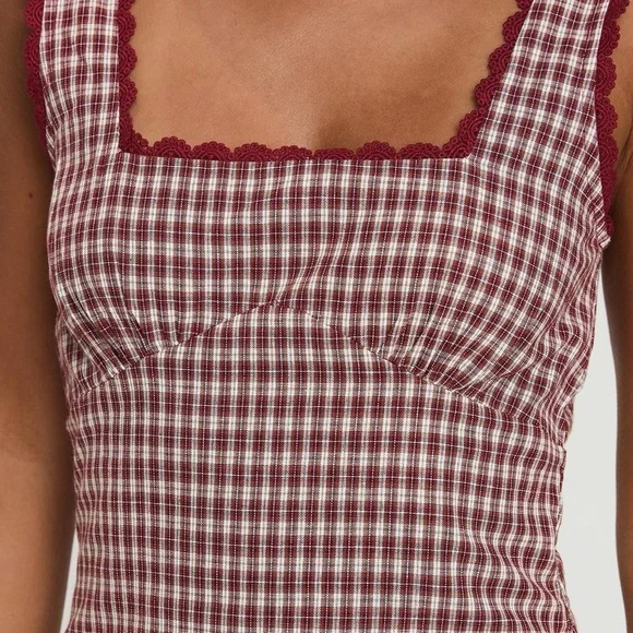 NWT Princess Polly Dasha Mini Dress in Red Check - 10 - Picture 4 of 9